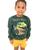 Blusa Moletom Infantil Led Pisca Luz Dinossauro Divertida Verde musgo