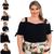 Blusa Ombro a Ombro com Amarração Viscolycra Curvy Plus Size Preto