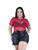 Blusa Plus Size Transparente Brilho Lurex Vermelho giz prata