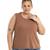 Blusa Regata Feminina Canelada Alça Larga Fresquinha Plus Size Oversized 3055A Marrom