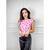 Blusa T-shirt animal print colorido manga curta ombreira feminino básico Rosa