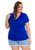 Blusa T-shirt Básica Baby Look Decote V Feminina Plus Size 3013.6A Royal