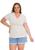 Blusa T-shirt Básica Baby Look Decote V Feminina Plus Size 3013.6A Bege