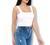 Blusa top Cropped alça larga poliéster feminina estilo Branco