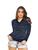 Blusa Tricô Tricot Listrada Feminina Suéter Gola V Ref:954 Azul marinho, Mescla
