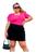 Blusa Tricot Plus Size Decote Quadrado Manga Bufante Modal Pink