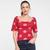 Blusa Volare Estampada Canelada Feminina Vermelho