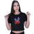 Blusinha Cropped Algodão Lilo Stitch Alien Preto