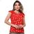 Blusinha Feminina Social Crepe Estampa Coração Vermelho, 2