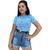 Blusinha t-shirt estilo cropped Azul bebe