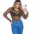 Body Blusa Tule Manga Longa Transparente Roupas Feminina Bt002- IMPERIAL Marrom claro