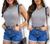 Body canelado cavado babado feminino moda tendencia Azul