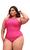 Body feminino plus size poliéster cavado alça trança regulagem com bojo Pink