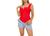 Body poliester decote V alça babado estilo feminino Vermelho