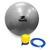 Bola de Pilates 55cm Muvin  Com Bomba  Antiestouro  Suporta até 300kg  Ginástica  Yoga Fitness Cinza