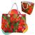 Bolsa De Praia De Lona Feminina Verão Carnaval Feminina Flor Vermelho