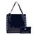 Bolsa feminina grande de ombro verniz com spike piramide e carteira kit 2 peças Azul marinho azul