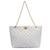 Bolsa Feminina Média Couro PU Ombro Mão Retangular Elegante Branco