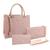 Bolsa Feminina Tote Matelassê + Bolsa Flap + Carteira Kit Rosa