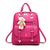 Bolsa Mochila Feminina Com Chaveiro Urso Em Couro Casual Rosa pink