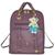 Bolsa Mochila Feminina Com Chaveiro Urso Em Couro Casual Roxo