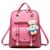 Bolsa Mochila Feminina Couro Com Chaveiro Urso Casual Rosa