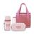 Bolsa Térmica Lancheira Necessaire Kit Garrafa Pote e Marmita Escola Trabalho Fitness Academia Livre BPA Free Rosa