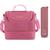 Bolsa Térmica Marmita Lancheira Necessaire 2 Divisórias Compartimentos Alça Ombro Fitness e Porta Talheres Garfo Colher Rosa