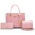 Bolsas Femininas Kit 3 Peças Bolsa Lorena Grande Baú e Carteira Rosa