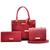 Bolsas Femininas Kit 3 Peças Bolsa Lorena Media Carteira e Baú Vermelho