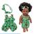Boneca Bebê Reborn Brastoy Negra Pele Escura Cabelo Crespo Realista Vinil ou Silicone Com Kit Ota, Ig553cs, Bebê roupa verde