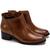 Bota Cano Curto Krn Shoes Com Bico Redondo Detalhes Minimalista Caramelo