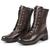 Bota Cano Longo Coturno Feminina Couro Ziper Palmilha Anatomica Solado Borracha Resistente Marrom