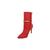 Bota Casual Feminino Bico Fino Sofisticado Zíper Tira Fivela e Spikes Elegante Salto Fino Vermelho