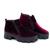 Bota Casual Feminino Couro Aveludado Cano Curto Tratorada Conforto Bordô