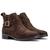 Bota Chelsea Feminina Couro Cano Curto Fivela Conforto Marrom