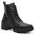 Bota Coturno Casual Feminino Cadarço Moda Blogueira Estilo Moderno Sola Tratorada Preto