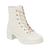 Bota Coturno Feminina Cano Baixo Tratorada Salto Confort Off white