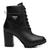 Bota Coturno Feminina Couro Cadarço Cano Médio Macia Casual Preto