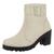 Bota Coturno Feminina Tratorada Salto Grosso Cano Baixo Confortável 45. Off white