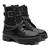 Bota Coturno Feminino Tratorado Plataforma Cano Baixo Com Corrente Casual Moda Rock Preto