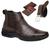 Bota Coturno Masculino Solado de Borracha Costurado + Cinto e Carteira Marrom