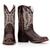 Bota Country Texana em Couro Amanda Block com Bico Redondo e Costuras Marrom