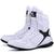 Bota de Treino Feminina Couro Leve Conforto Academia Fitness Branco, Preto