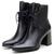 Bota Feminina Cano Curto Couro Bico Fino Moda Casual Preto