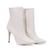 Bota Feminina Cano Curto Salto Bico Fino Casual Zíper Off white