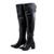 Bota Feminina Cano Longo Over The Knee Lirom Em Couro Legitimo Toda Preta Preto