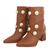 Bota Feminina com Salto Bloco Detalhe Broche Dourado Napa Caramelo Caramelo