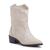 Bota Feminina Couro Western Salto Bloco Croco Bico Fino Off white