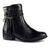 Bota Feminina De Couro Cano Curto C/ Zíper Lateral Franjas Bico Redondo Confortavel Elegante Preto